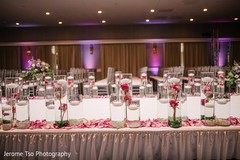 Indian wedding table pink roses decorations. Indian wedding table pink roses decorations.