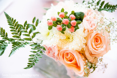 Indian wedding table peach and white flowers decor. Indian wedding table peach and white flowers decor.
