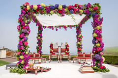 Pink, purple and white mandap flowers decoration. Pink, purple and white mandap flowers decoration.