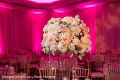 Indian wedding reception pink and white flowers table decor. Indian wedding reception pink and white flowers table decor.