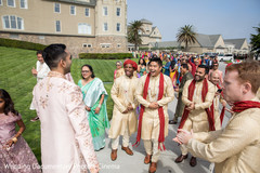 Indian groom with groomsmen at baraat. Indian groom with groomsmen at baraat.