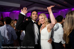 Indian couple waving at reception dance. Indian couple waving at reception dance.