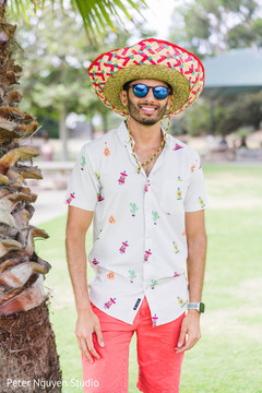 Indian groom wearing a mexican hat. Indian groom wearing a mexican hat.