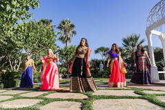 Indian bride with bridesmaids pre-wedding dance. Indian bride with bridesmaids pre-wedding dance.