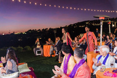 Indian couple making their entrance to Sangeet party. Indian couple making their entrance to Sangeet party.