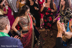 Maharani on her black and floral lehenga. Maharani on her black and floral lehenga.