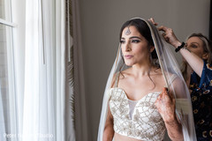 Maharani getting her ivory wedding veil on . Maharani getting her ivory wedding veil on .