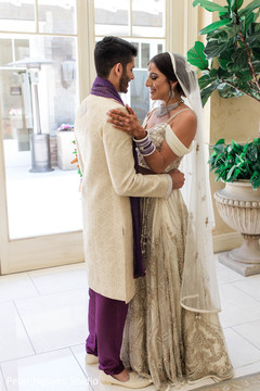 Heartwarming Indian bride and groom's first look. Heartwarming Indian bride and groom's first look.