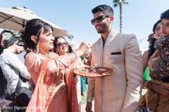 Indian groom during his milni rituals. Indian groom during his milni rituals.