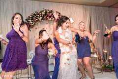 Maharani dancing at reception with bridesmaids. Maharani dancing at reception with bridesmaids.