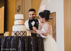 Indian wedding reception Cutting cake scene. Indian wedding reception Cutting cake scene.