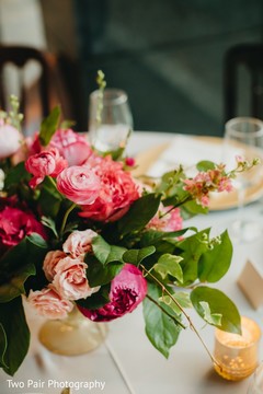 Indian wedding table flowers and leaves decorations. Indian wedding table flowers and leaves decorations.