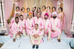 Indian couple posing with bridesmaids and groomsmen. Indian couple posing with bridesmaids and groomsmen.