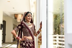 Indian bride looking out the window. Indian bride looking out the window.
