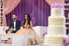 Indian couple at wedding reception stage. Indian couple at wedding reception stage.