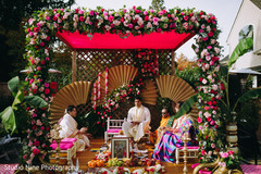Indian groom waiting for his Maharani on the wedding stage Indian groom waiting for his Maharani on the wedding stage