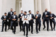 Indian groom with groomsmen on wedding ceremony suits. Indian groom with groomsmen on wedding ceremony suits.