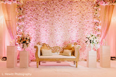 Indian wedding reception stage pink flowers decorations. Indian wedding reception stage pink flowers decorations.