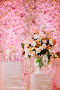 Indian wedding reception stage peach and pink flowers decorations, Indian wedding reception stage peach and pink flowers decorations,