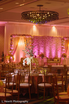 Indian wedding reception table and stage setup. Indian wedding reception table and stage setup.