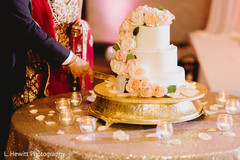Indian wedding reception cutting cake moment. Indian wedding reception cutting cake moment.