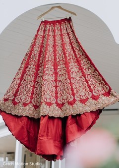 Indian bridal red and golden lehenga. Indian bridal red and golden lehenga.