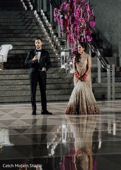 Indian groom giving out his speech at reception. Indian groom giving out his speech at reception.