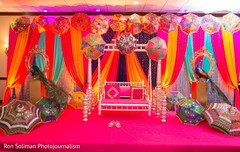 The decorations on the stage in the Sangeet hall The decorations on the stage in the Sangeet hall