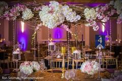 Indian wedding flowers and crystals table centerpiece decoration. Indian wedding flowers and crystals table centerpiece decoration.