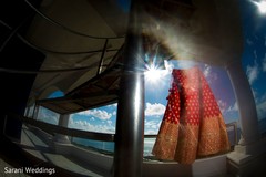 Red and golden Indian bridal ceremony lehenga. Red and golden Indian bridal ceremony lehenga.