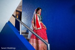 Red, golden and green Indian bridal ceremony lehenga. Red, golden and green Indian bridal ceremony lehenga.