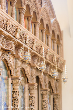 Indian wedding wooden decoration at Church. Indian wedding wooden decoration at Church.