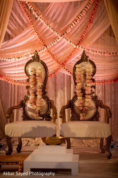 Indian wedding ceremony white and golden seats. Indian wedding ceremony white and golden seats.