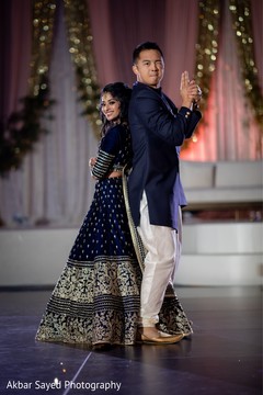 Indian bride and groom at reception choreography. Indian bride and groom at reception choreography.