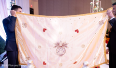 The veil separating the Indian groom and the Indian bride The veil separating the Indian groom and the Indian bride