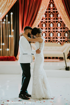 Indian couple at first reception dance. Indian couple at first reception dance.