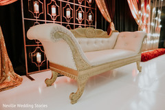 Indian wedding stage golden and ivory sofa. Indian wedding stage golden and ivory sofa.