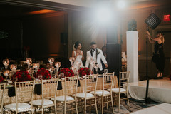 Indian couple walking around wedding reception. Indian couple walking around wedding reception.
