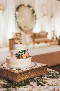 The wedding cake as positioned on the reception hall The wedding cake as positioned on the reception hall