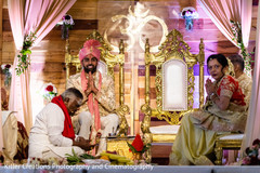 Indian groom and relatives in the wedding altar. Indian groom and relatives in the wedding altar.