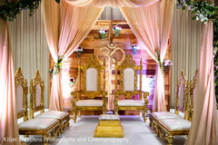 Indian altar decorated for hindu wedding. Indian altar decorated for hindu wedding.