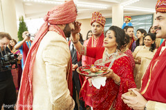 Indian groom being received by maharani's relatives. Indian groom being received by maharani's relatives.