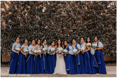 Indian bride with bridesmaids on their ceremony outfits. Indian bride with bridesmaids on their ceremony outfits.