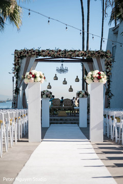 Indian wedding ceremony aisle white decorations. Indian wedding ceremony aisle white decorations.