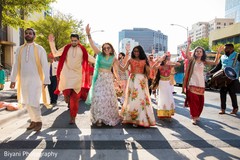 Indian bridesmaids and groomsmen at baraat procession. Indian bridesmaids and groomsmen at baraat procession.