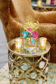 Indian wedding Golden side table decoration. Indian wedding Golden side table decoration.