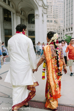 Walking in the street indian couple photo session. Walking in the street indian couple photo session.