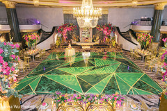 Green and golden Indian wedding reception dance floor. Green and golden Indian wedding reception dance floor.
