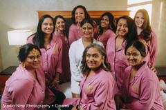Indian bride with bridesmaids getting ready capture. Indian bride with bridesmaids getting ready capture.