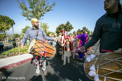 Baraat procession dhol players. Baraat procession dhol players.